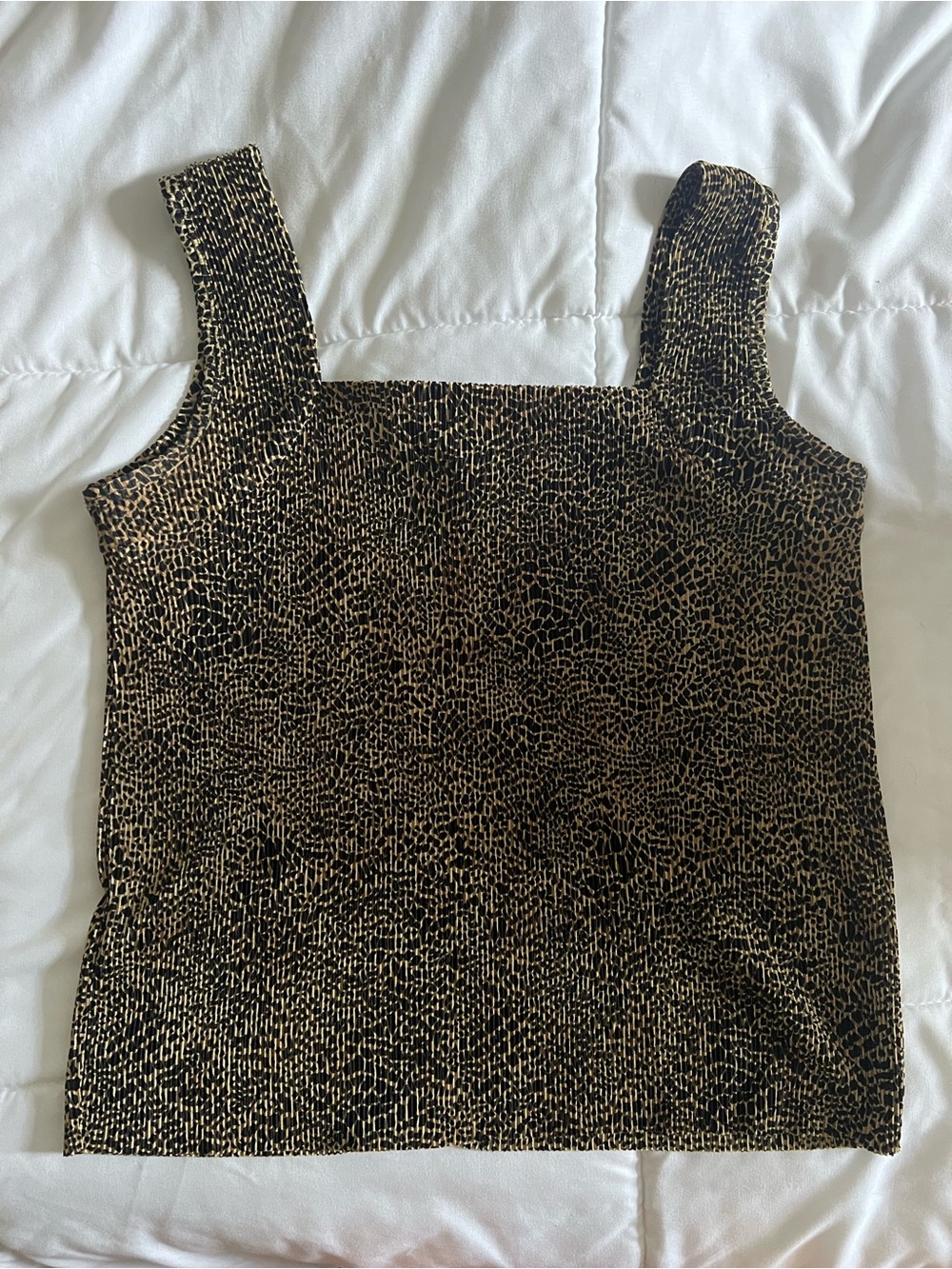 RAFAEL Cheetah Print Textured Square-Neck Tank